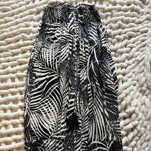 RACHEL ZOE Black and White Palm Leaf Print Maxi Skirt Size XS